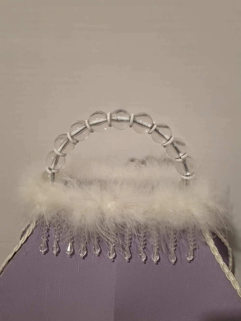 Whimsical Decorative Light Purple beaded handle decorative Purse table lamp